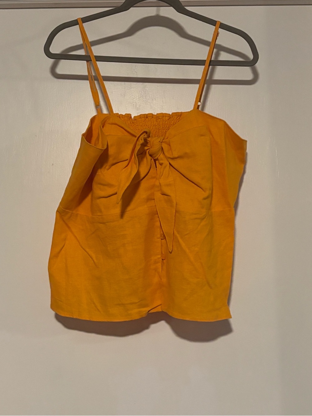 sofia by sofia vergara Yellow Tie-Front Spaghetti Strap Camisole linen